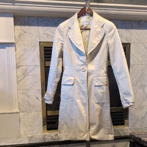 Banana Republic Cream Trench Coat Jacket Floral Lining Cream & Yellow 💛